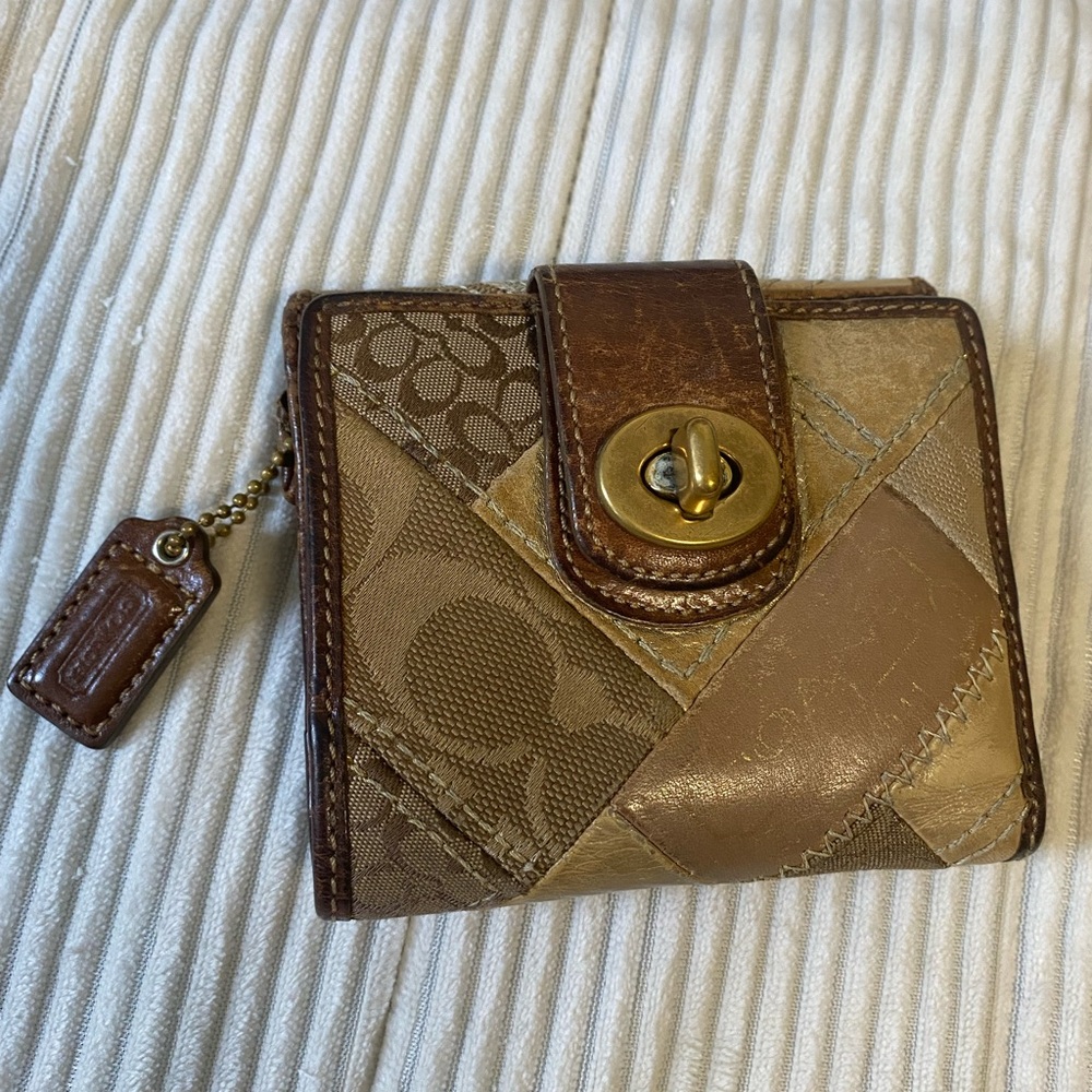 Rare Coach Patchwork Turnlock Compact Wallet - image 1